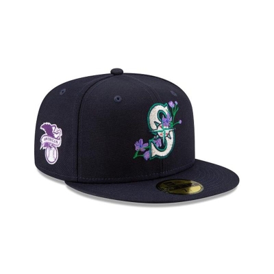 Seattle Mariners Gorra | New Era MLB Side Patch Bloom 59fifty Fitted Cap Mexico - Azules